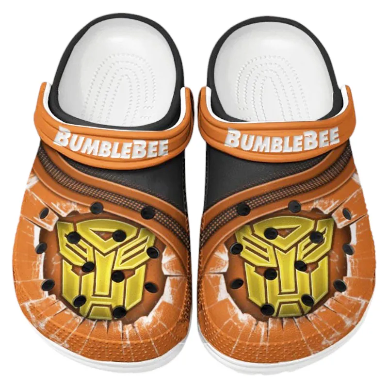 Trendy Muscle Car Themed Clog, Full Print Lightweight Footwear for Fans of Automotive Style CAR188 - Orange