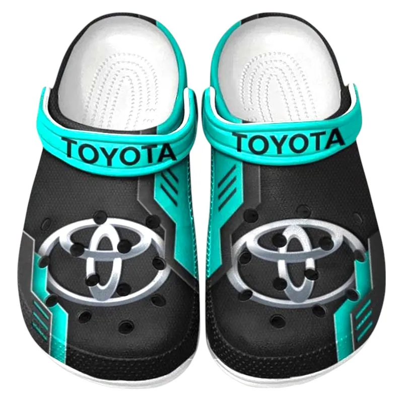 Trendy Off-Road SUV Themed Clog, Full Print Lightweight Footwear for Fans of Automotive Style CAR185 - Cyan