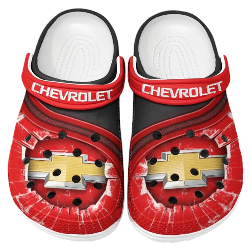 Trendy Performance Car Themed Clog, Full Print Lightweight Footwear for Fans of Automotive Style CAR188 - Red
