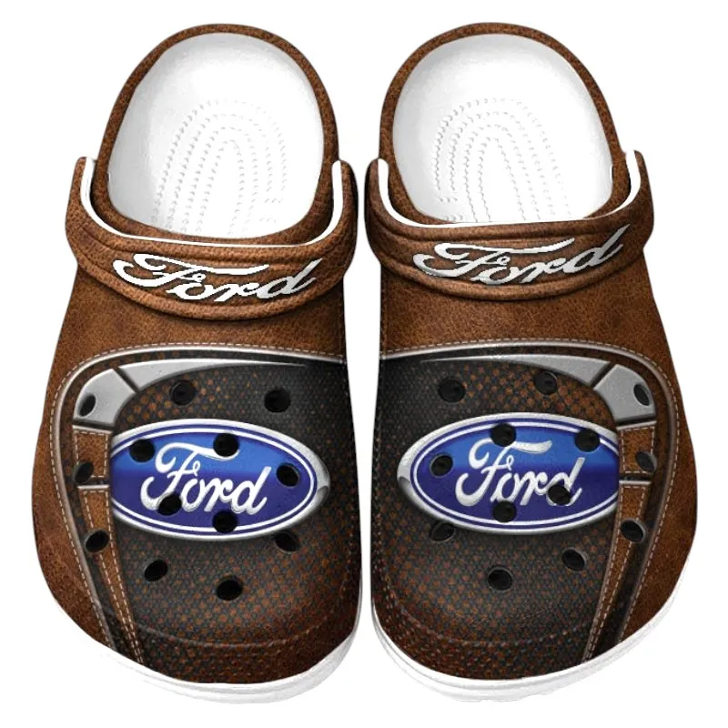 Trendy Pickup Truck Themed Clog, Full Print Lightweight Footwear for Fans of Automotive Style CAR177 - Brown