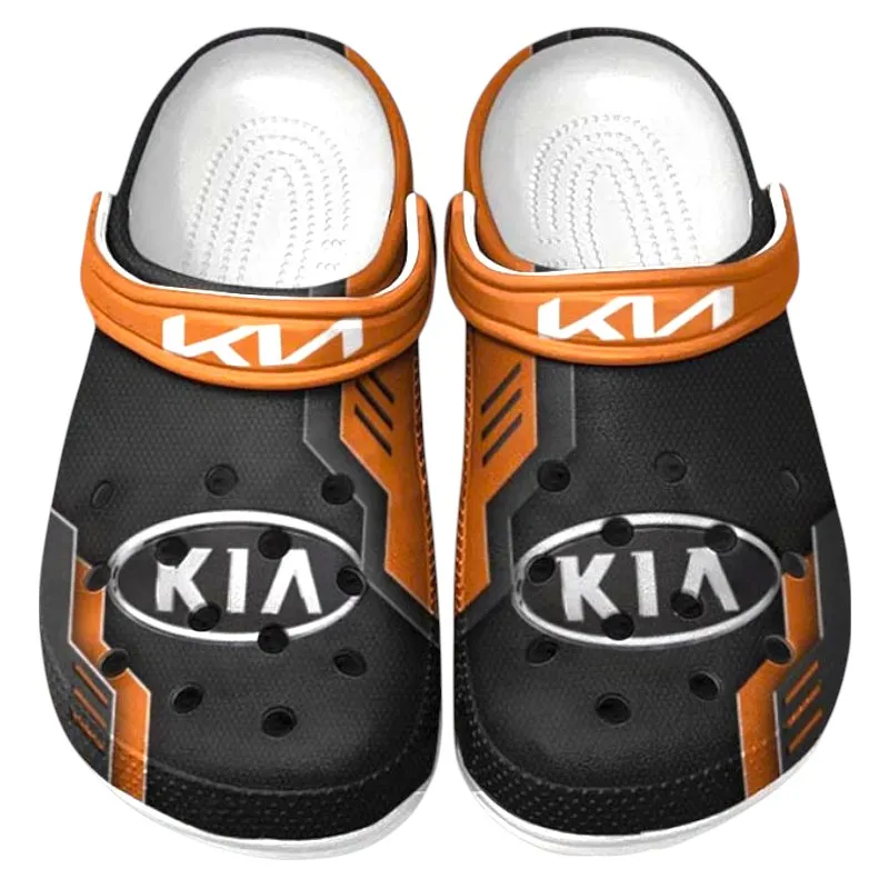 Trendy Practical Crossover Themed Clog, Full Print Lightweight Footwear for Fans of Automotive Style CAR185 - Orange