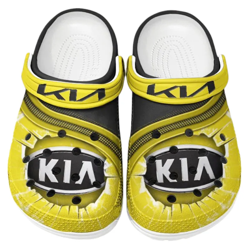 Trendy Practical Crossover Themed Clog, Full Print Lightweight Footwear for Fans of Automotive Style CAR188 - Yellow