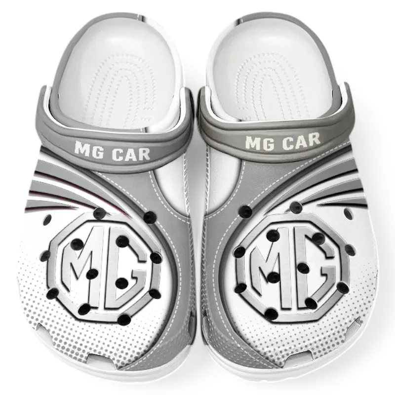 Trendy Premium Roadster Themed Clog, Full Print Lightweight Footwear for Fans of Automotive Style CAR181 - Gray