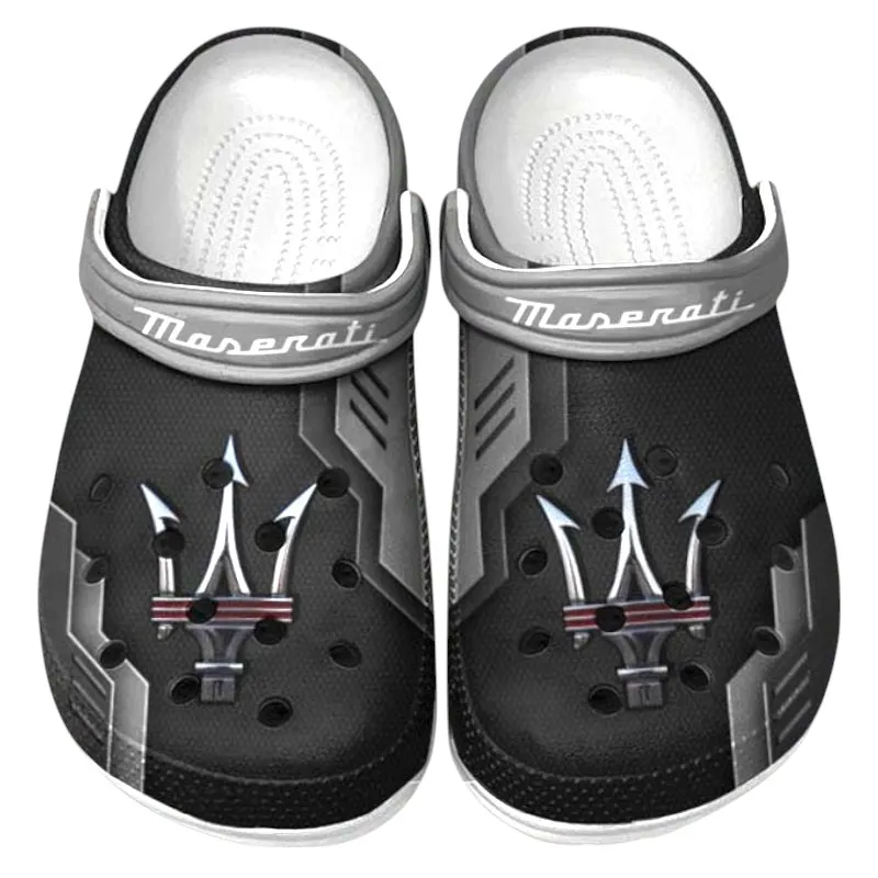 Trendy Premium Sports Sedan Themed Clog, Full Print Lightweight Footwear for Fans of Automotive Style CAR185 - Gray
