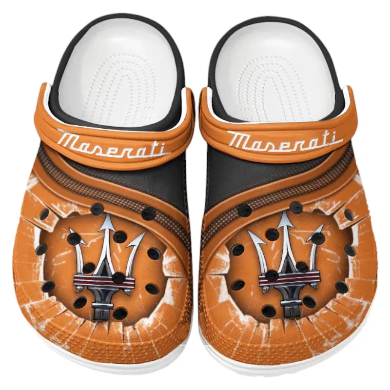Trendy Premium Sports Sedan Themed Clog, Full Print Lightweight Footwear for Fans of Automotive Style CAR188 - Orange
