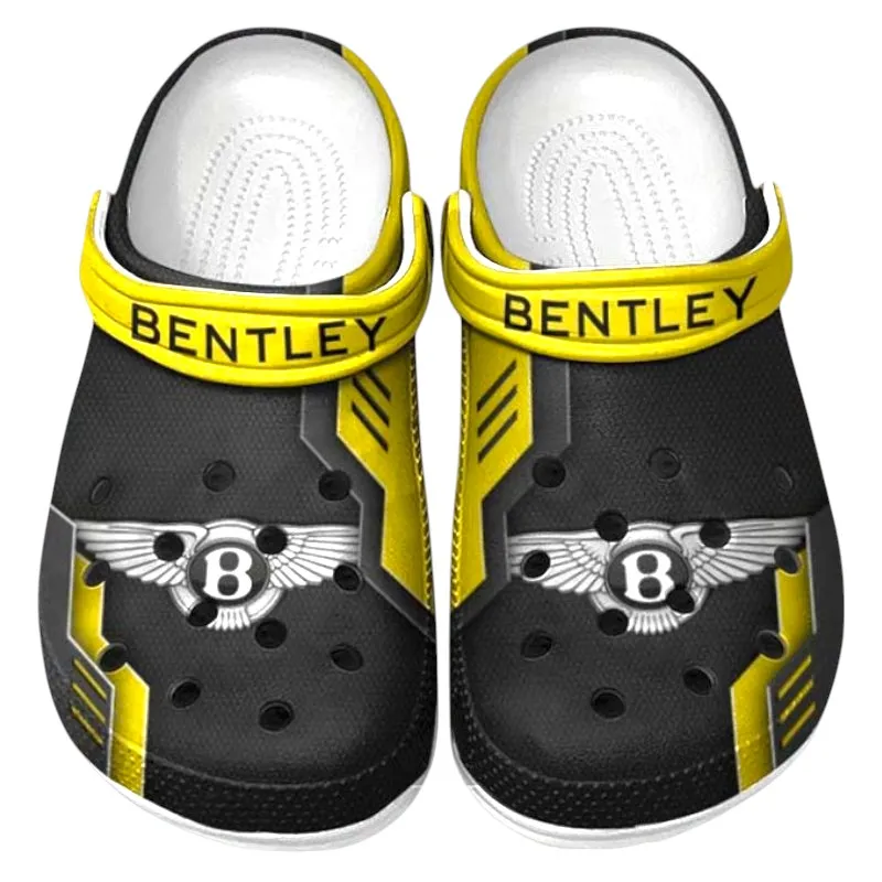 Trendy Prestige Automobile Themed Clog, Full Print Lightweight Footwear for Fans of Automotive Style CAR185 - Yellow