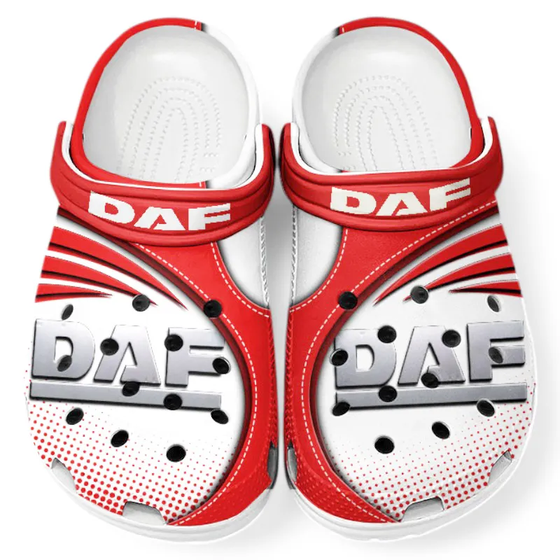 Trendy Road Hauler Themed Clog, Full Print Lightweight Footwear for Fans of Automotive Style CAR181 - Red