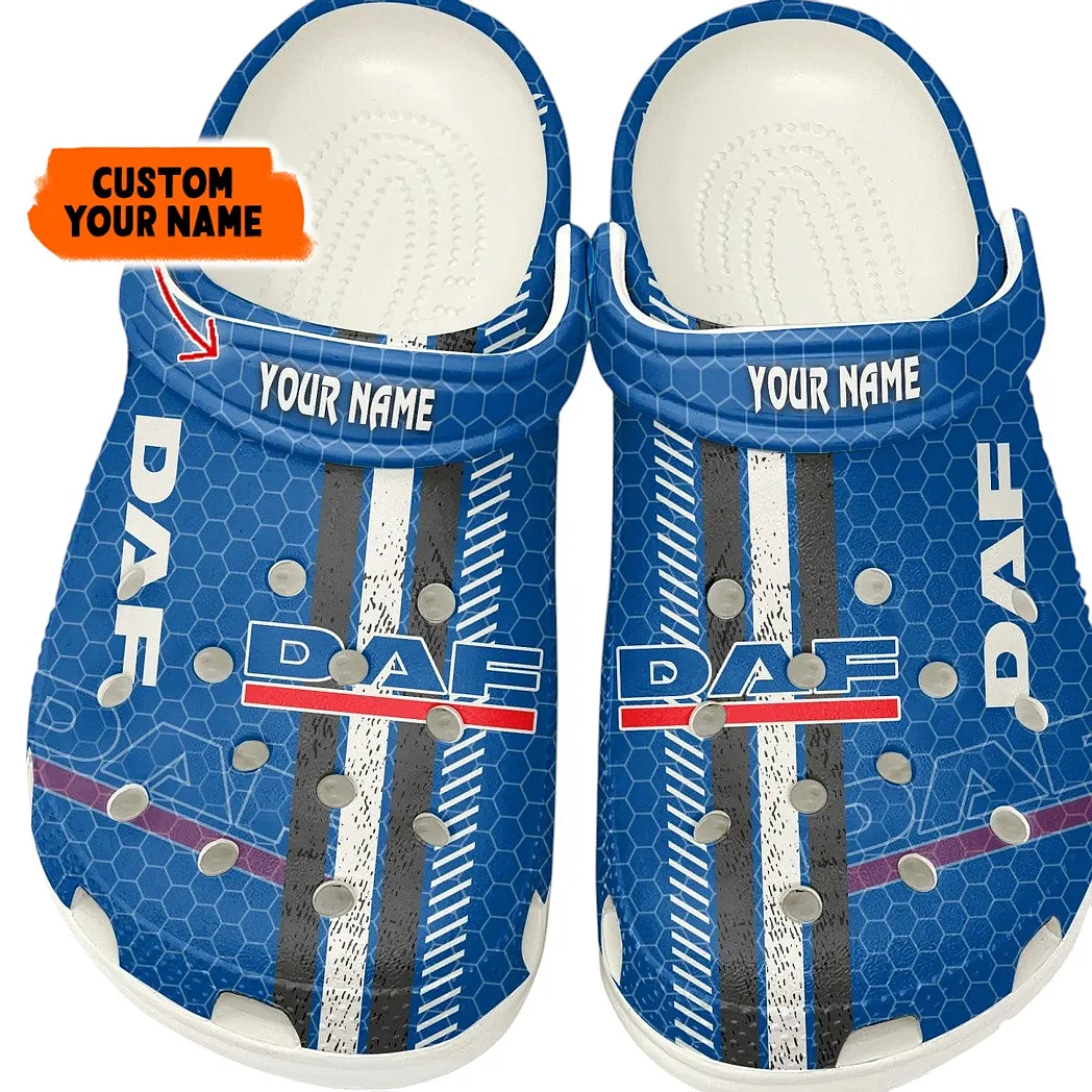 Trendy Road Hauler Themed Clog, Full Print Lightweight Footwear for Fans of Automotive Style CAR820 - White