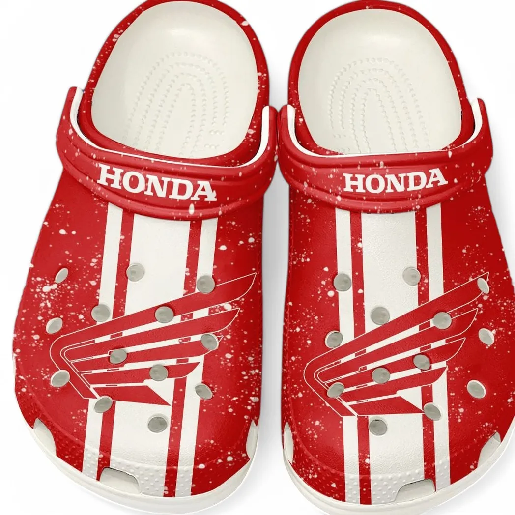 Trendy Road Touring Two-Wheeler Themed Clog, Full Print Lightweight Footwear for Fans of Automotive Style CAR620 - White