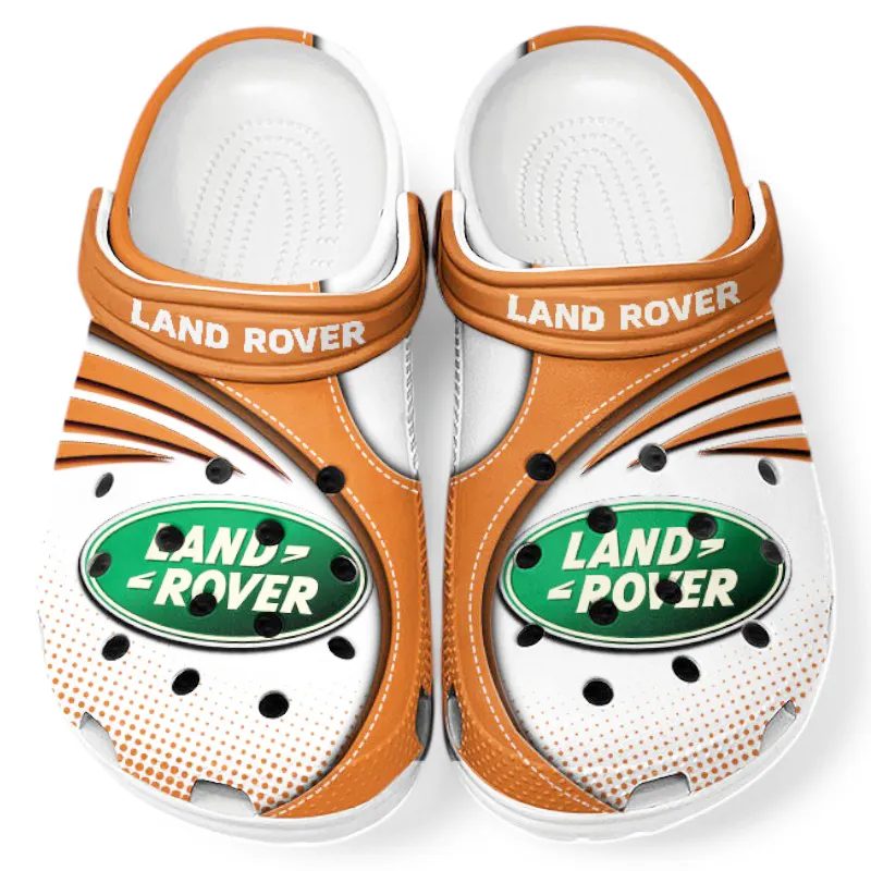 Trendy Rugged Terrain Auto Brand Themed Clog, Full Print Lightweight Footwear for Fans of Automotive Style CAR181 - Orange