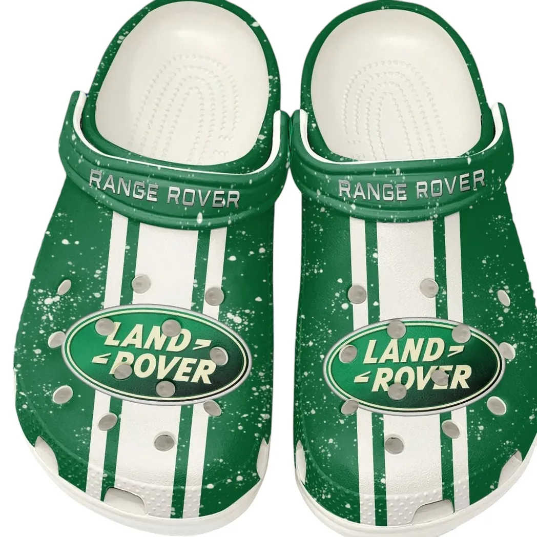 Trendy Rugged Terrain Auto Brand Themed Clog, Full Print Lightweight Footwear for Fans of Automotive Style CAR620 - White