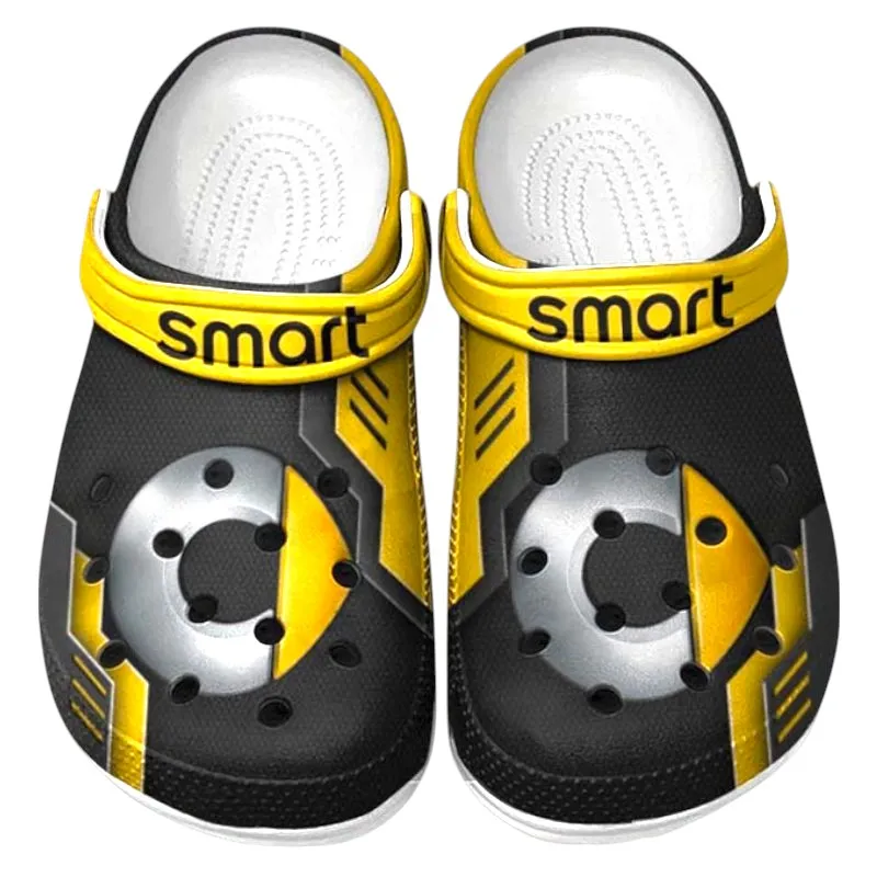 Trendy Small Two-Seater Themed Clog, Full Print Lightweight Footwear for Fans of Automotive Style CAR185 - Yellow