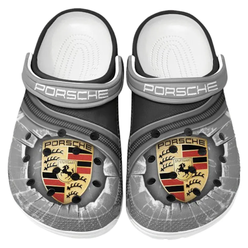 Trendy Sports Car Themed Clog, Full Print Lightweight Footwear for Fans of Automotive Style CAR188 - Gray