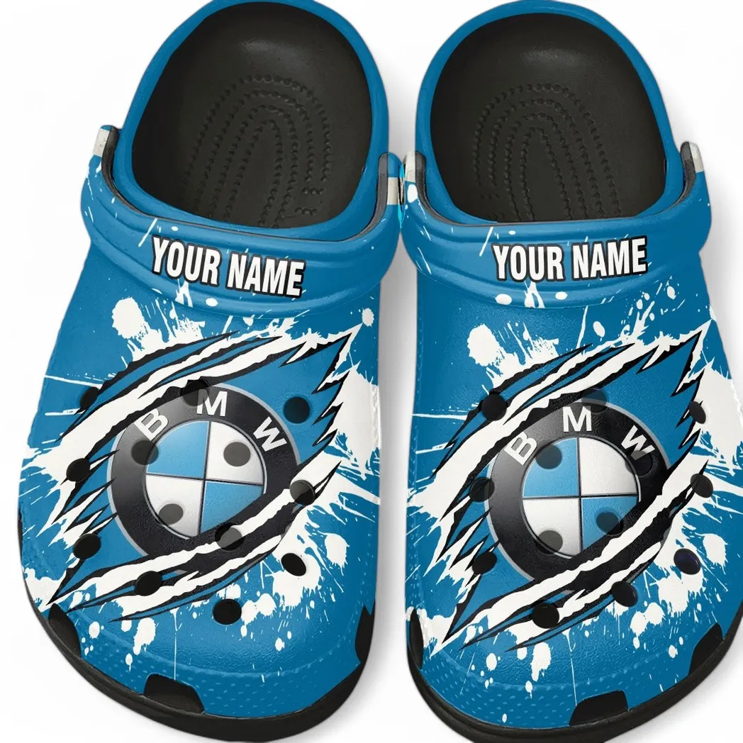 Trendy Touring Bike Themed Clog, Full Print Lightweight Footwear for Fans of Automotive Style CAR560 - Black