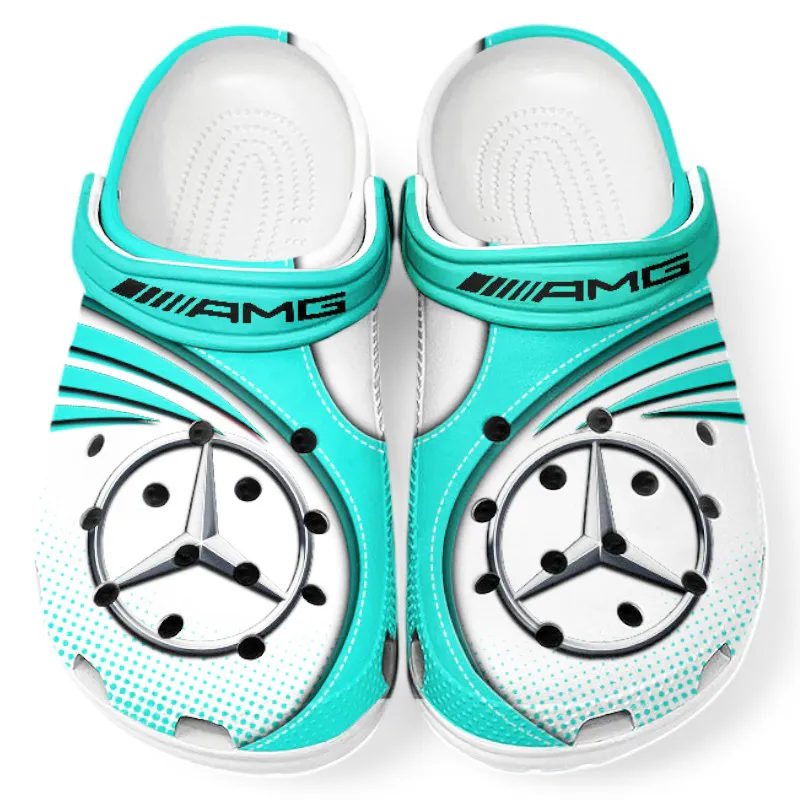 Trendy Track-Ready Auto Themed Clog, Full Print Lightweight Footwear for Fans of Automotive Style CAR181 - Cyan