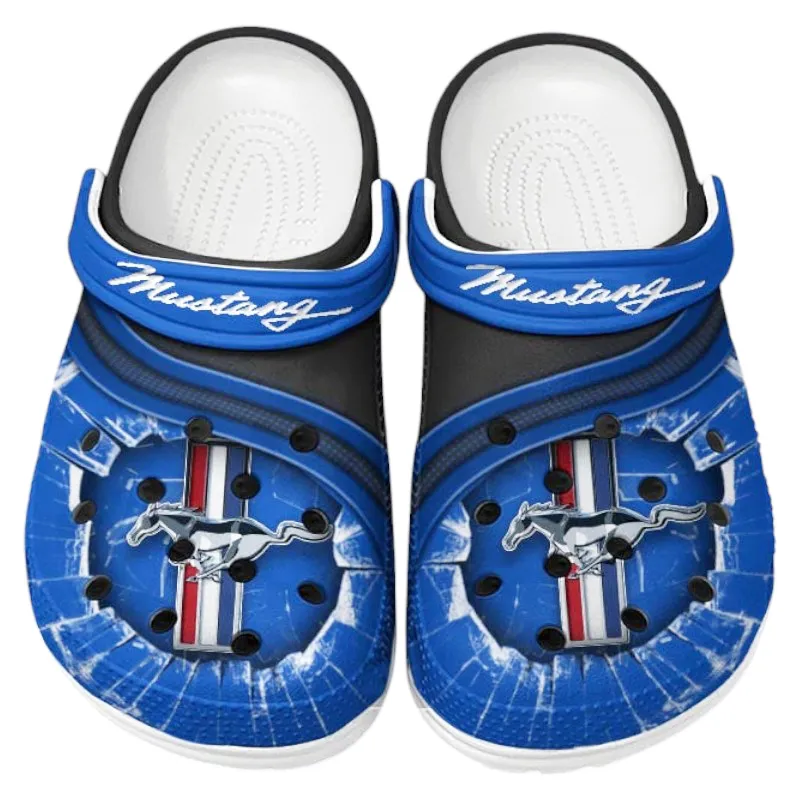 Trendy Track-Ready Coupe Themed Clog, Full Print Lightweight Footwear for Fans of Automotive Style CAR188 - Blue
