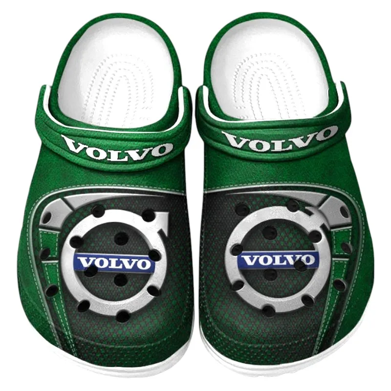 Trendy Urban Commuter Car Themed Clog, Full Print Lightweight Footwear for Fans of Automotive Style CAR177 - Green