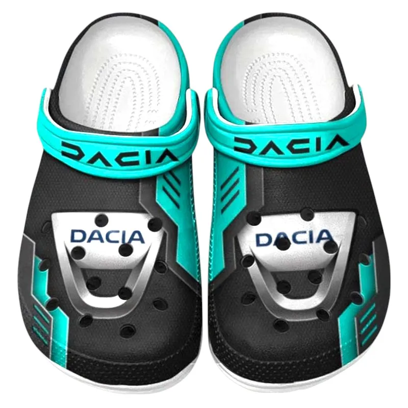 Trendy Urban Crossover Themed Clog, Full Print Lightweight Footwear for Fans of Automotive Style CAR185 - Cyan