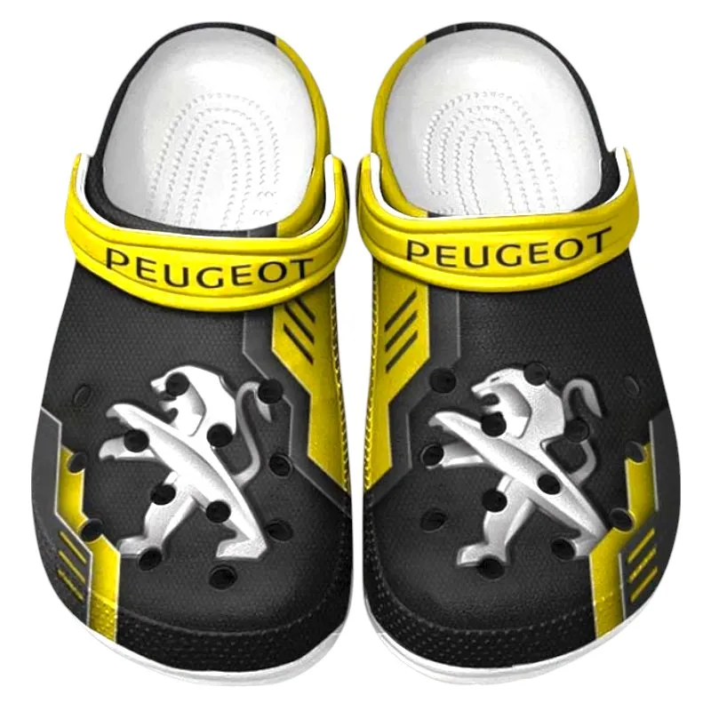 Trendy Urban Ride Themed Clog, Full Print Lightweight Footwear for Fans of Automotive Style CAR185 - Yellow