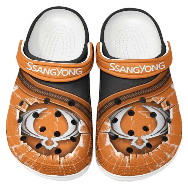 Trendy Utility Vehicle Themed Clog, Full Print Lightweight Footwear for Fans of Automotive Style CAR188 - Orange