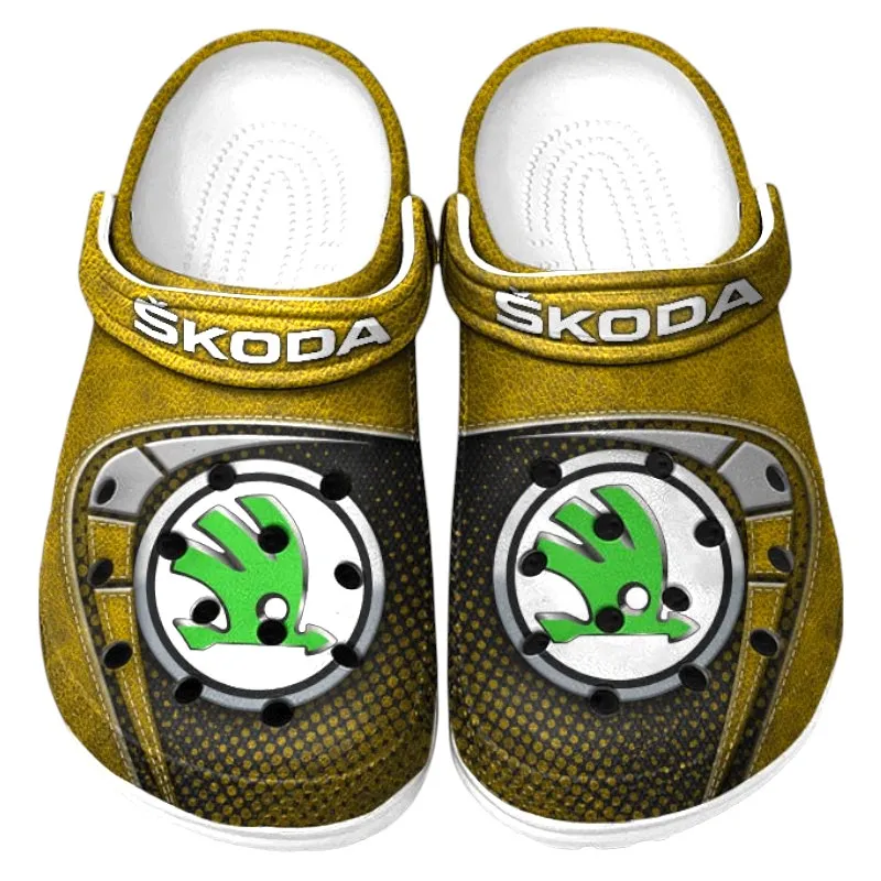Trendy V8 Power Car Themed Clog, Full Print Lightweight Footwear for Fans of Automotive Style CAR177 - Yellow