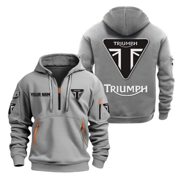 Hoodie Half Zipper Exclusive Logo Gift For Freedom Rider Enthusiasts CAR200 - Gray