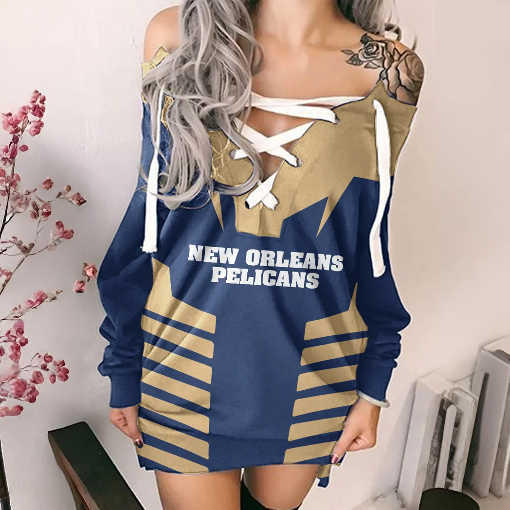 True Basketball Fans Lace-Up Sweatshirt For Women, Active Game Day Tunic HVN1272