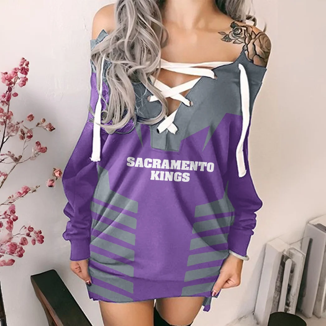 True Fan Pride Lace-Up Sweatshirt For Women, Bold Game Day Pullover HVN1272