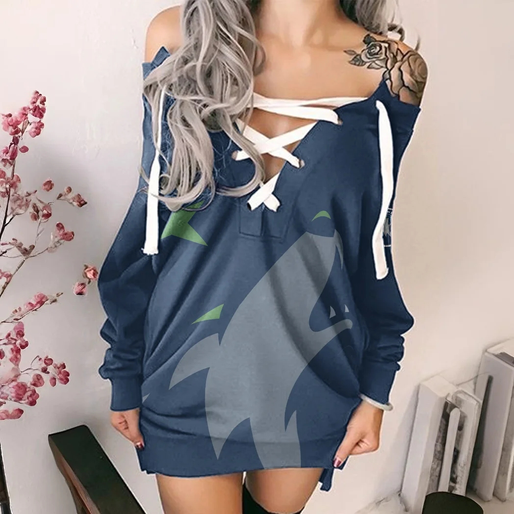 True Hoop Lifestyle Lace-Up Sweatshirt For Women, Bold Athletic Hoodie Dress HVN1278