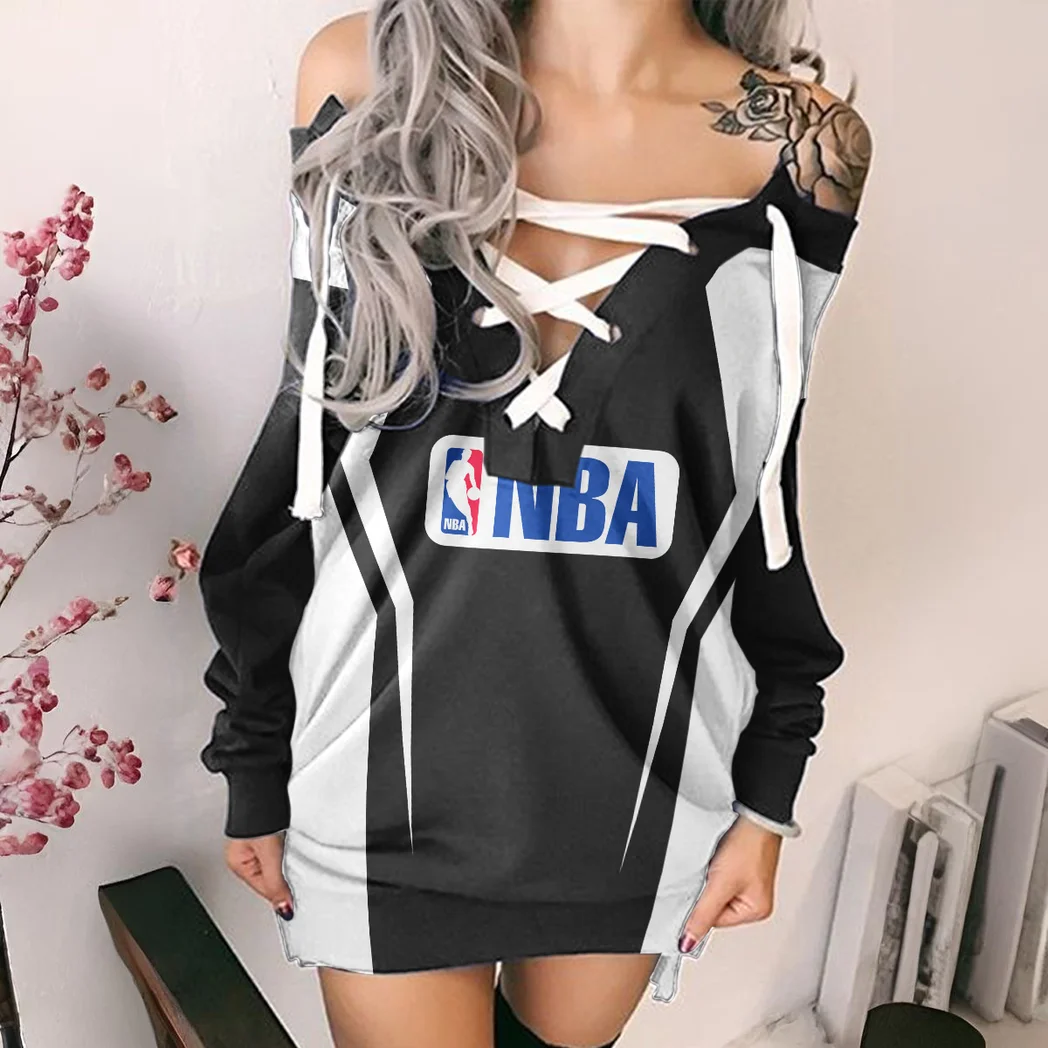 True Supporter Nation Lace-Up Sweatshirt For Women, Relaxed Lace-Up Sport Top HVN1274