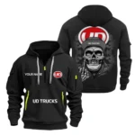 Hoodie Half Zipper Exclusive Logo Gift For Heavy-Duty Rig Enthusiasts CAR166 - Black