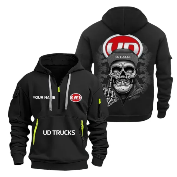 Hoodie Half Zipper Exclusive Logo Gift For Heavy-Duty Rig Enthusiasts CAR166 - Black