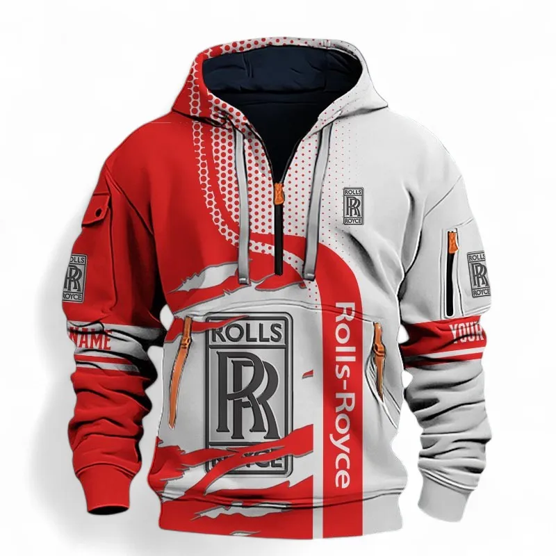 Ultra-Luxury Car Hoodie Half Zip 3D, Sporty Urban Look Hoodie For Car Lovers CAR396 - Red