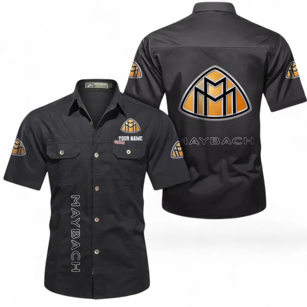Ultra-Luxury Car Men's Cotton Casual Short Sleeve Shirt, Custom Name CAR392 - Black