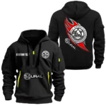 Hoodie Half Zipper Exclusive Logo Gift For Sidecar Motorcycle Enthusiasts CAR170 - Black
