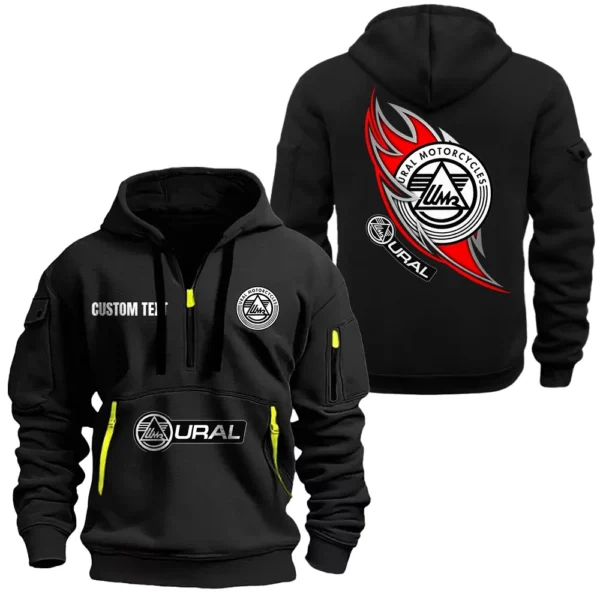 Hoodie Half Zipper Exclusive Logo Gift For Sidecar Motorcycle Enthusiasts CAR170 - Black