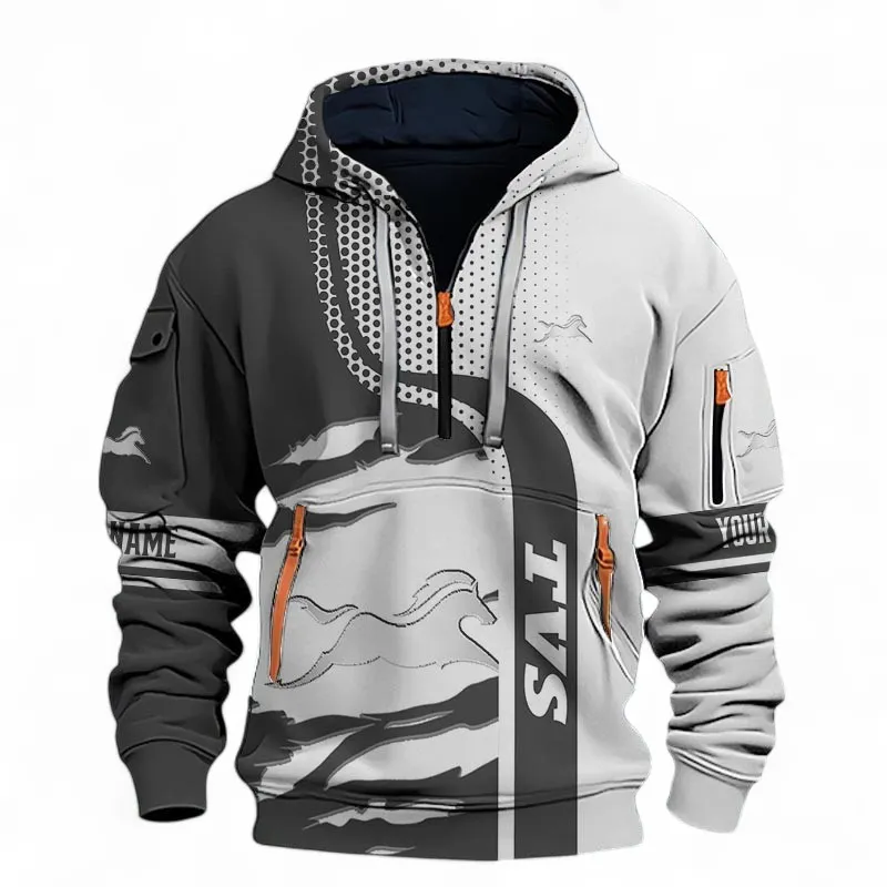 Urban Commuter Bike Hoodie Half Zip 3D, Sporty Urban Look Hoodie For Car Lovers CAR398 - Black