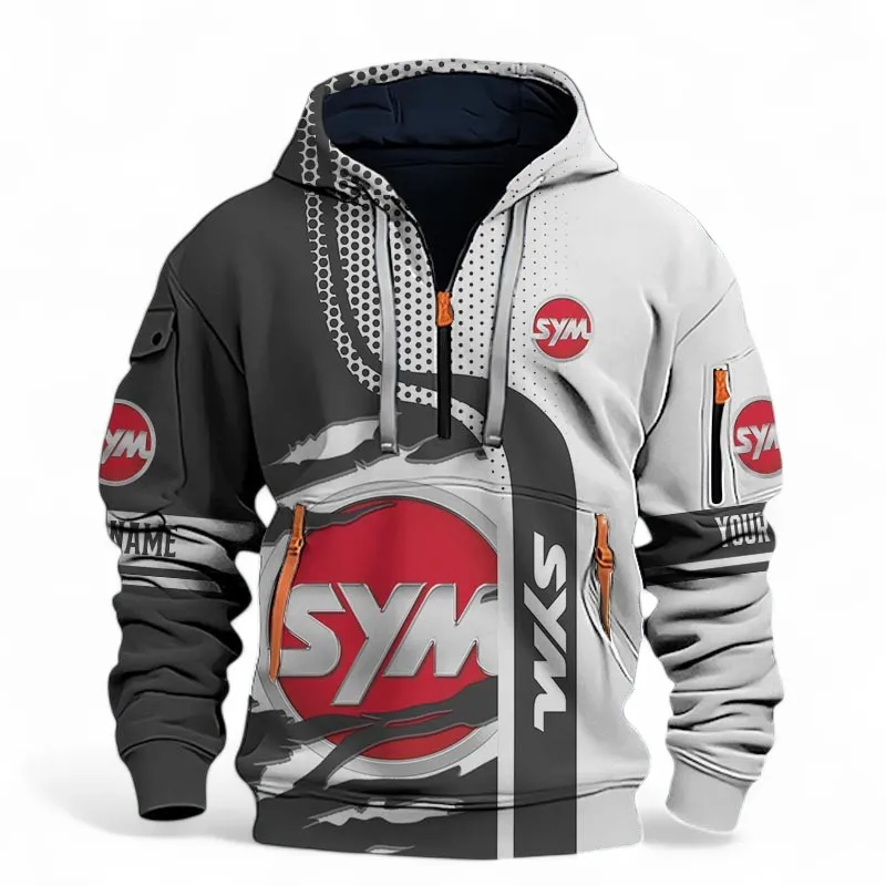 Urban Commuter Bike Hoodie Half Zip 3D, Streetwear Casual Outfit For Motor Lovers CAR398 - Black