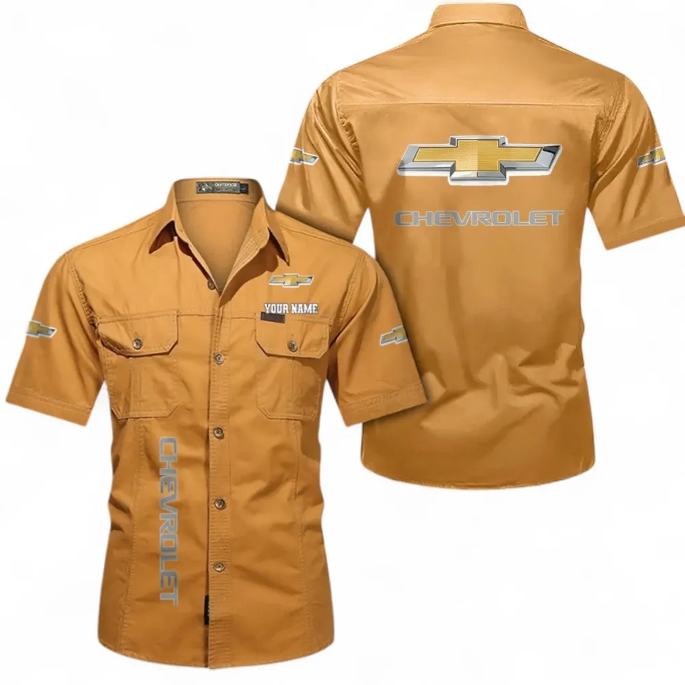 Urban Commuter Car Cotton Short Sleeved Shirt, Custom Name CAR392 - Turmeric