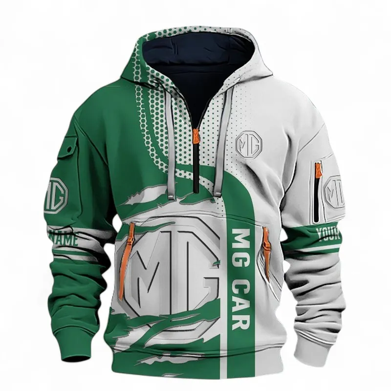 Urban Hatchback Hoodie Half Zip 3D, Casual Fit Hoodie For Car Lovers CAR396 - Green