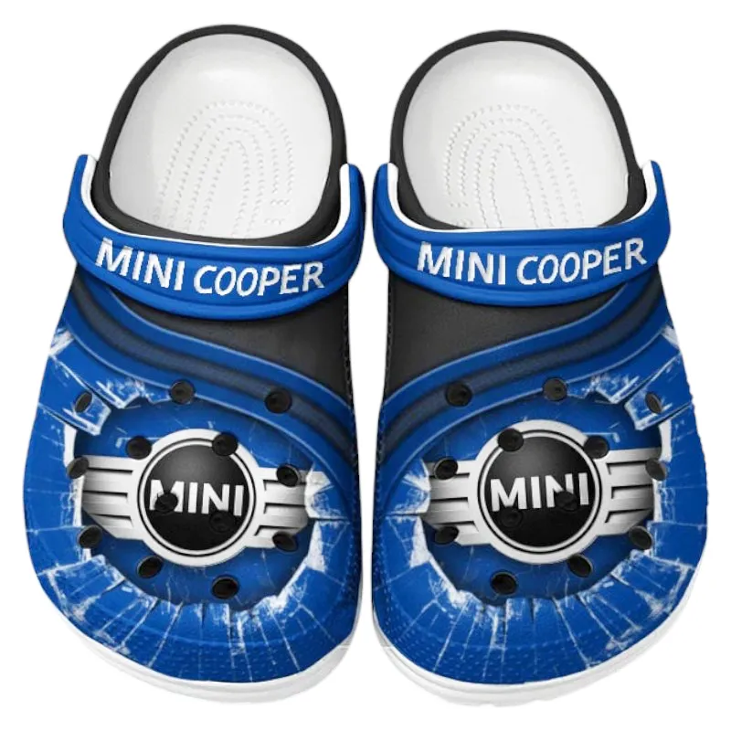 Urban Two-Door Culture Clog, Stylish All Over Print Lightweight Shoes for Auto Fans and Streetwear Style CAR188 - Blue