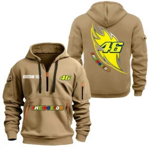 Number 46 Hoodie Half Zipper, All Over Print Hoodie Gift For Number 46 Enthusiasts CAR170 - Khaki