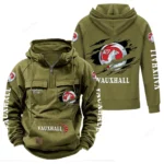 British Car Tactical Quarter Zip Hoodie, Exclusive Logo Hoodie For Car Enthusiasts CAR122 - Army Green