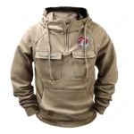 Family Hatchback Tactical Quarter Zip Hoodie, Exclusive Logo Hoodie For Car Enthusiasts CAR109 - Khaki
