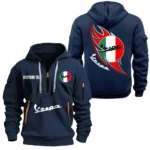 Racing Bike Hoodie Half Zipper, All Over Print Hoodie Gift For Racing Bike Enthusiasts CAR170 - Navy