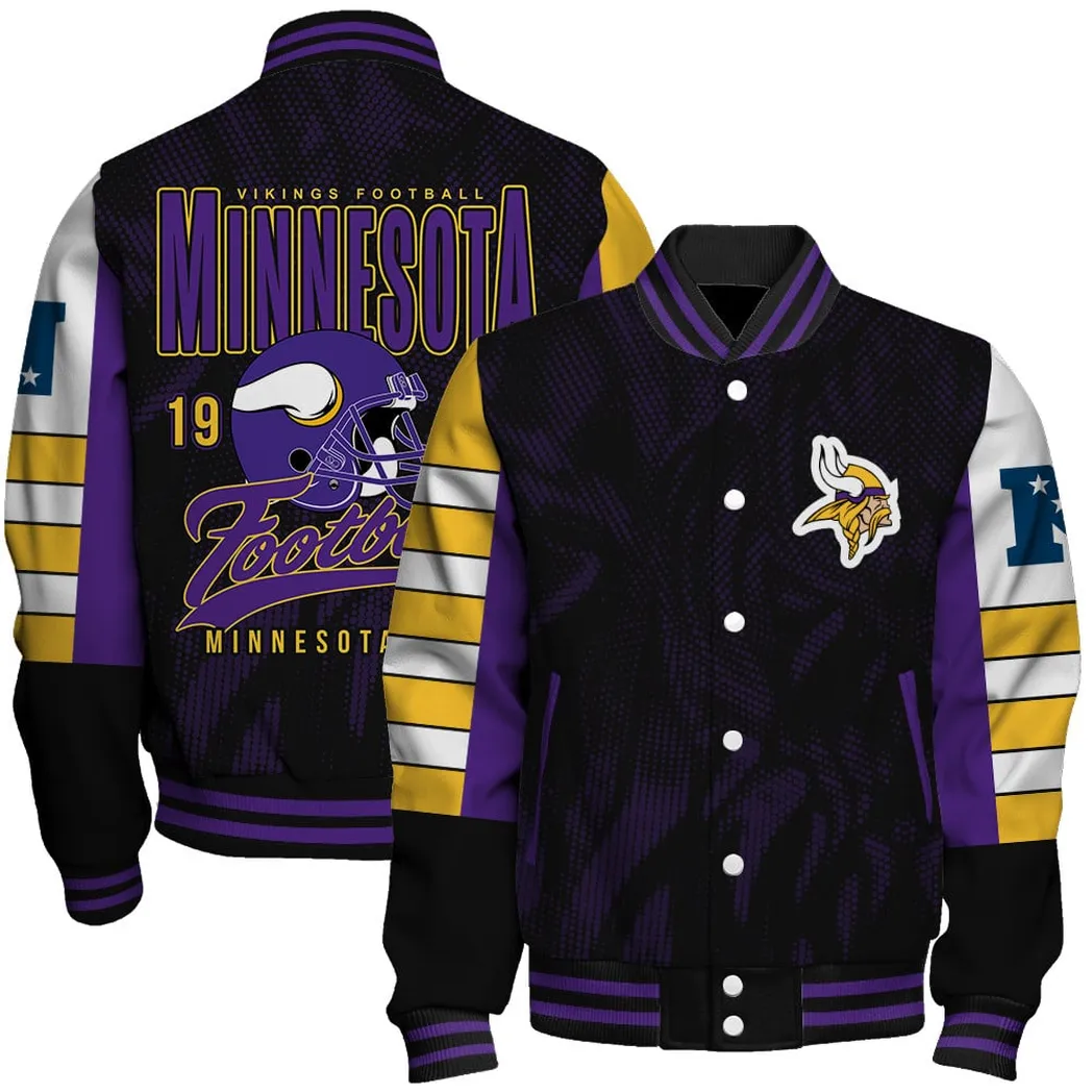 Viking Crew Baseball Jacket, Classic Baseball Fan Jacket NFL550