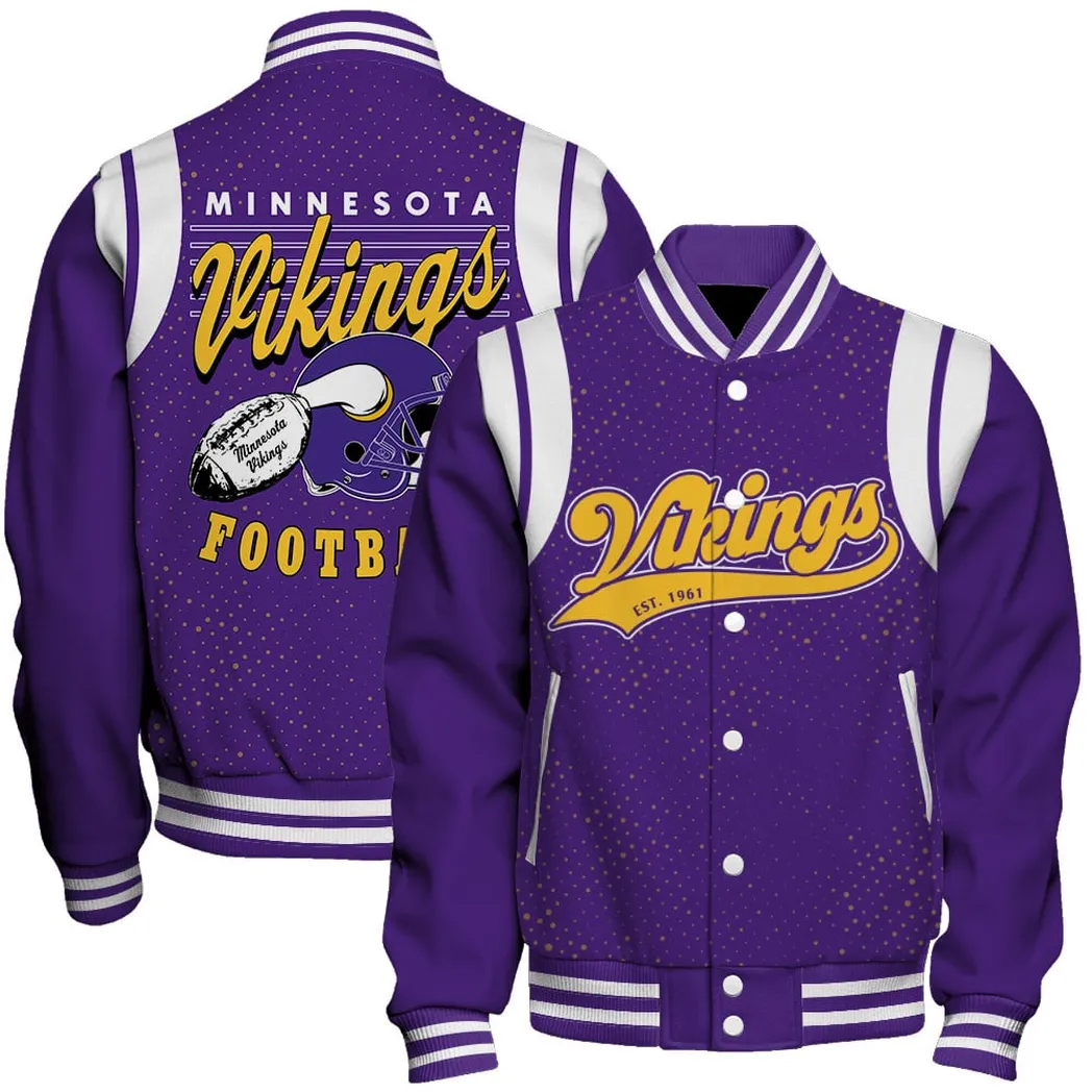 Viking Crew Baseball Jacket, Classic Fan Game Jacket NFL550