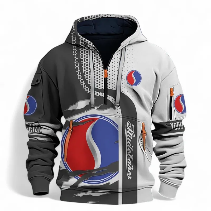 Vintage Automobile Hoodie Half Zip 3D, Adventure-Ready Streetwear For Car Lovers CAR396 - Black