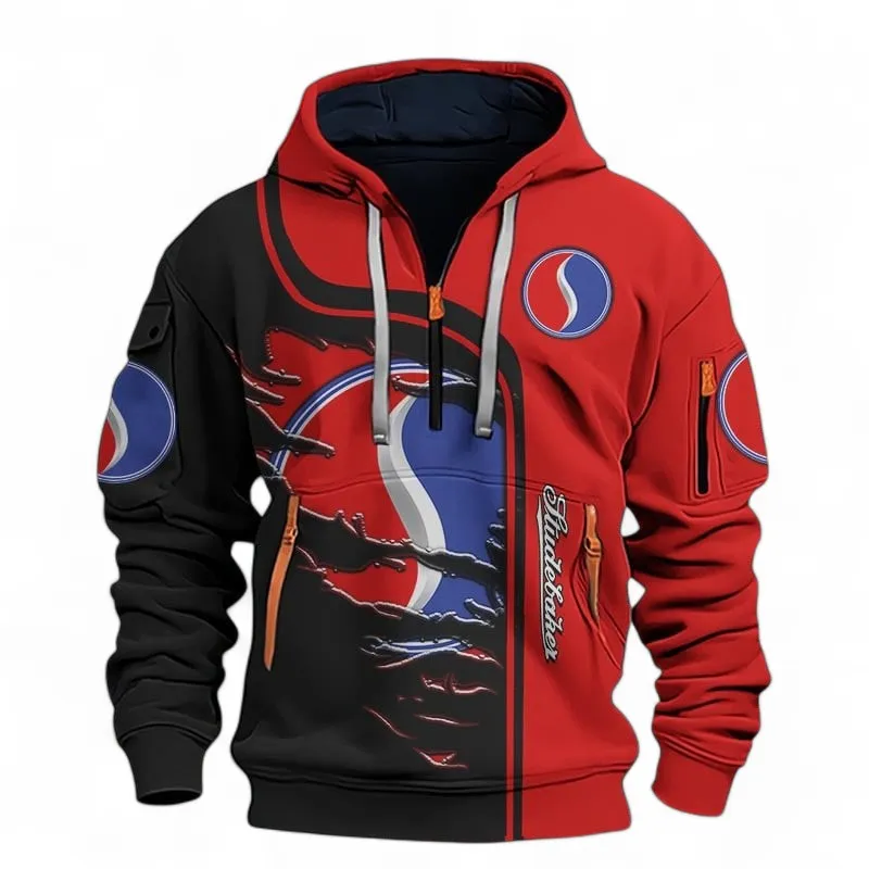Vintage Automobile Hoodie Half Zip 3D , Rugged Casual Hoodie For Car Lovers CAR395
