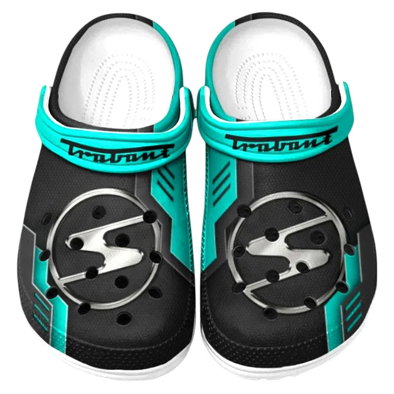 Vintage Commuter Vehicle Culture Clog, Stylish All Over Print Lightweight Shoes for Auto Fans and Streetwear Style CAR185 - Cyan